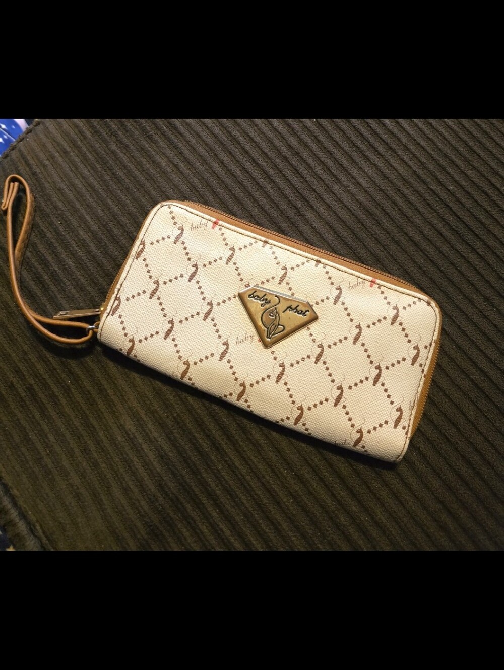 Baby Phat Zip-Around Wristlet Wallet with Gold Plaque